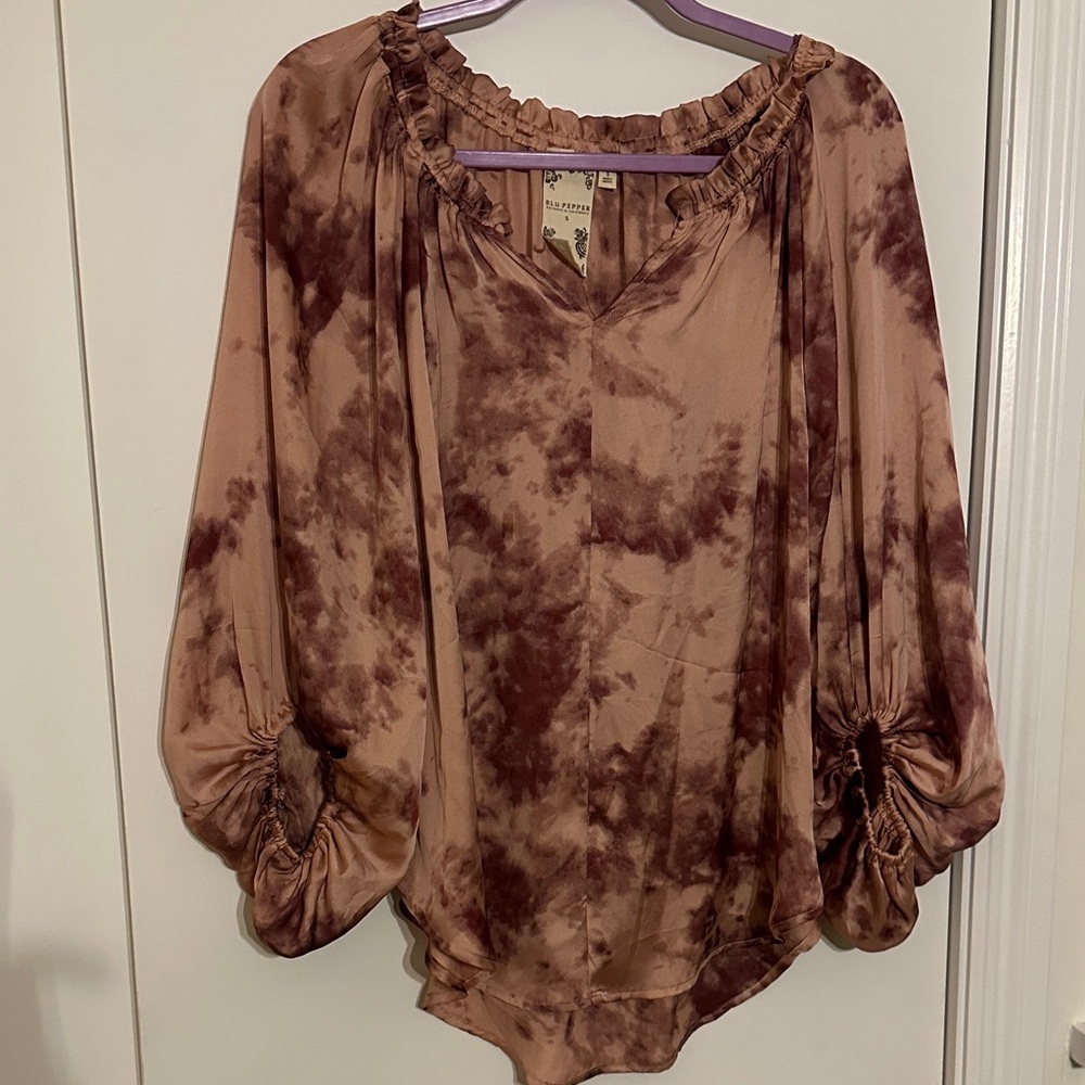 Blu Pepper Pink, Purple and Mauve Tie-Dye Blouse, S
